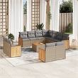 vidaXL 12 Piece Solid Acacia Wood Large Sofa Set in Gray/Beige