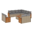 vidaXL 12 Piece Solid Acacia Wood Large Sofa Set in Gray/Beige