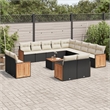 vidaXL 14 Piece Solid Acacia Wood Sofa Set in Black