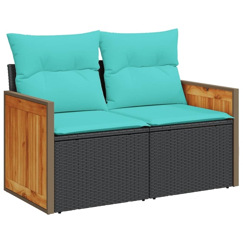 vidaXL 8 Piece Poly Rattan Patio Sofa Set in Black/Blue