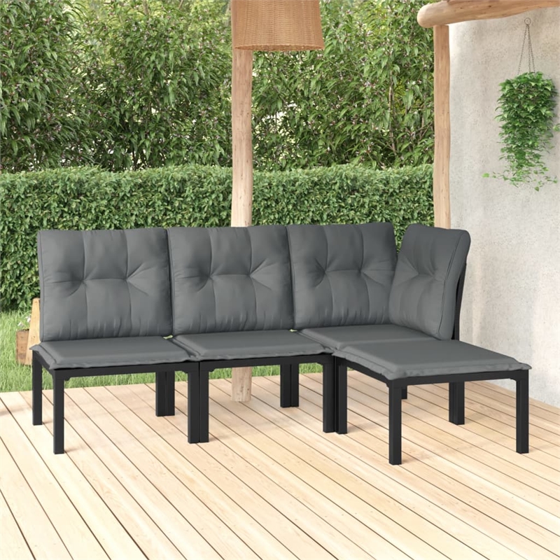 vidaXL 4 Piece Steel Garden Lounge Set in Black/Gray