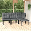 vidaXL 4 Piece Steel Garden Lounge Set in Black/Gray