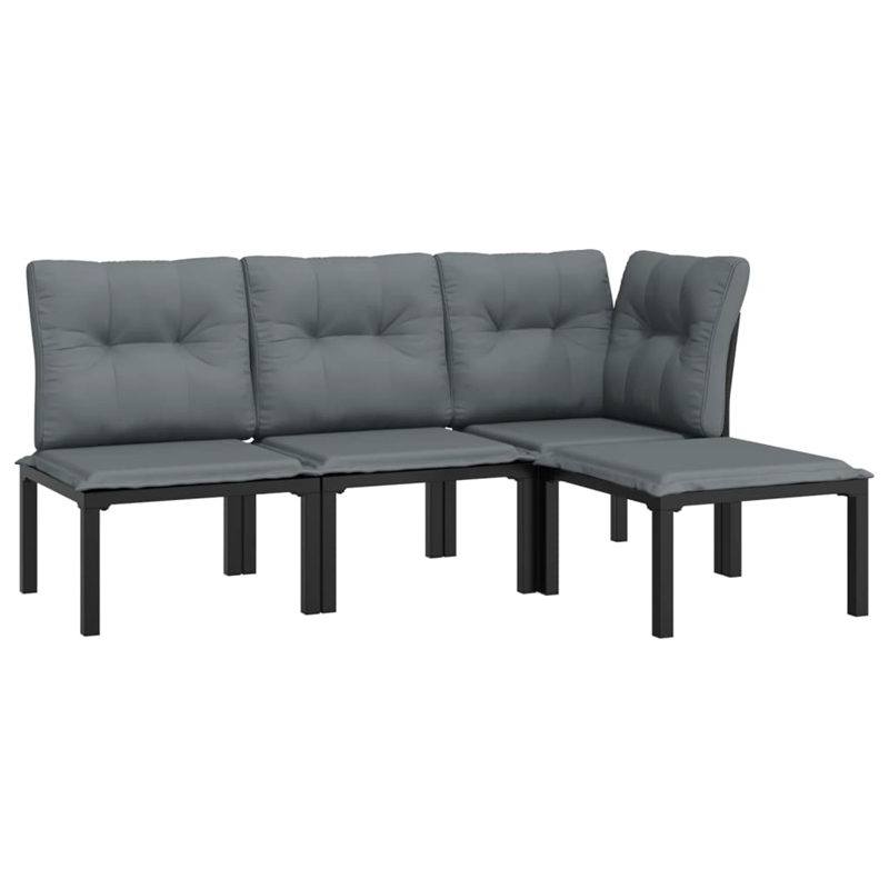 vidaXL 4 Piece Steel Garden Lounge Set in Black/Gray