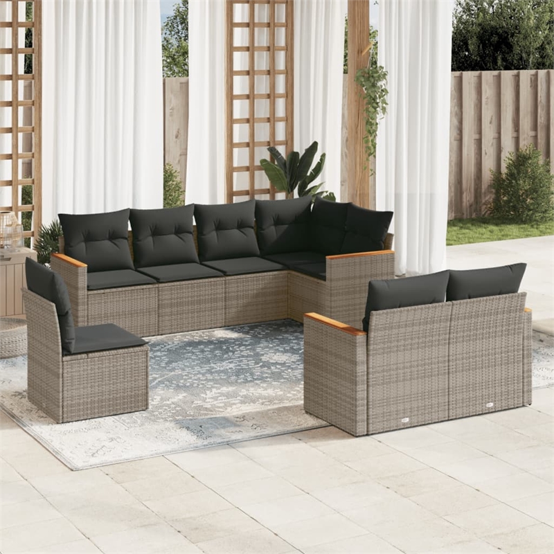 vidaXL 8 Piece Steel Sofa Set in Gray