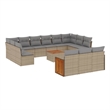 vidaXL 14 Piece Solid Acacia Wood Sofa Set in Gray/Beige