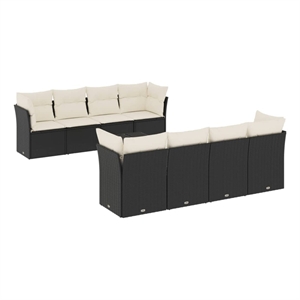 vidaXL 9 Piece Steel Large Sofa Set in Black