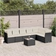 vidaXL 8 Piece Poly Rattan Sofa Set in Black/White/Cream