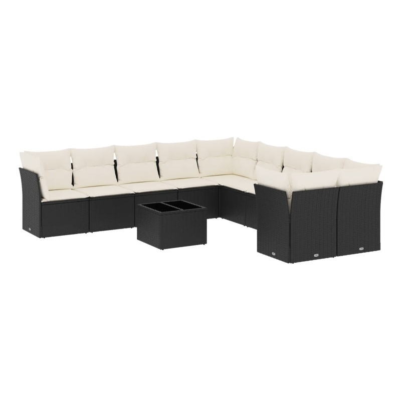 vidaXL 11 Piece Steel Sofa Set in Black/White/Cream