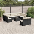 vidaXL 12 Piece Poly Rattan Small Sofa Set in Black/White/Cream