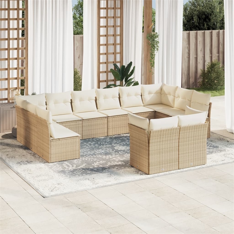 vidaXL 12 Piece Steel Patio Sofa Set in White/Cream/Beige