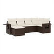 vidaXL 6 Piece Steel Sofa Set in White/Brown/Cream