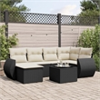 vidaXL 7 Piece Poly Rattan Sofa Set in Black/White/Cream