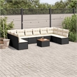 vidaXL 11 Piece Solid Acacia Wood Sofa Set in Black/Cream