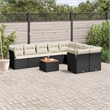vidaXL 10 Piece Solid Acacia Wood Sofa Set in Black/White/Cream