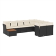 vidaXL 10 Piece Solid Acacia Wood Sofa Set in Black/Cream