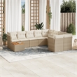 vidaXL 10 Piece Solid Acacia Wood Small Sofa Set in White/Cream/Beige