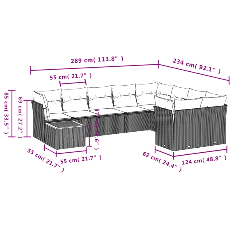 vidaXL 10 Piece Solid Acacia Wood Small Sofa Set in White/Cream/Beige