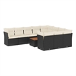 vidaXL 11 Piece Solid Acacia Wood Sofa Set in Black/White/Cream