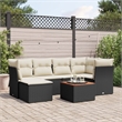vidaXL 7 Piece Solid Acacia Wood Sofa Set in Black/White/Cream