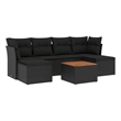 vidaXL 7 Piece Solid Acacia Wood Small Sofa Set in Black