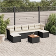 vidaXL 8 Piece Solid Acacia Wood Sofa Set in Black/White/Cream