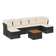 vidaXL 8 Piece Solid Acacia Wood Sofa Set in Black/White/Cream