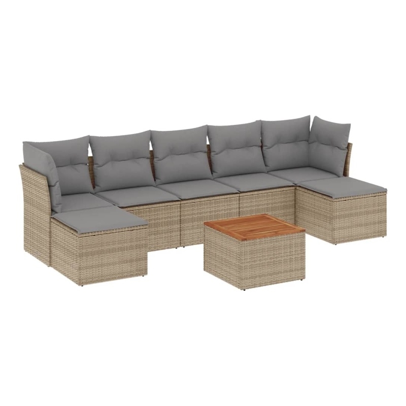 vidaXL 8 Piece Solid Acacia Wood Sofa Set in Gray/Beige