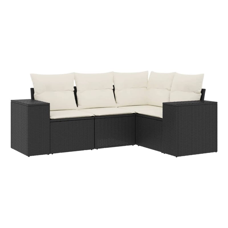 vidaXL 4 Piece Poly Rattan Medium Sofa Set in Black