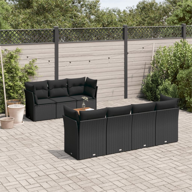 vidaXL 8 Piece Solid Acacia Wood Sofa Set in Black