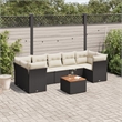 vidaXL 8 Piece Solid Acacia Wood Sofa Set in Black/Cream