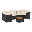 vidaXL 8 Piece Solid Acacia Wood Sofa Set in Black/Cream