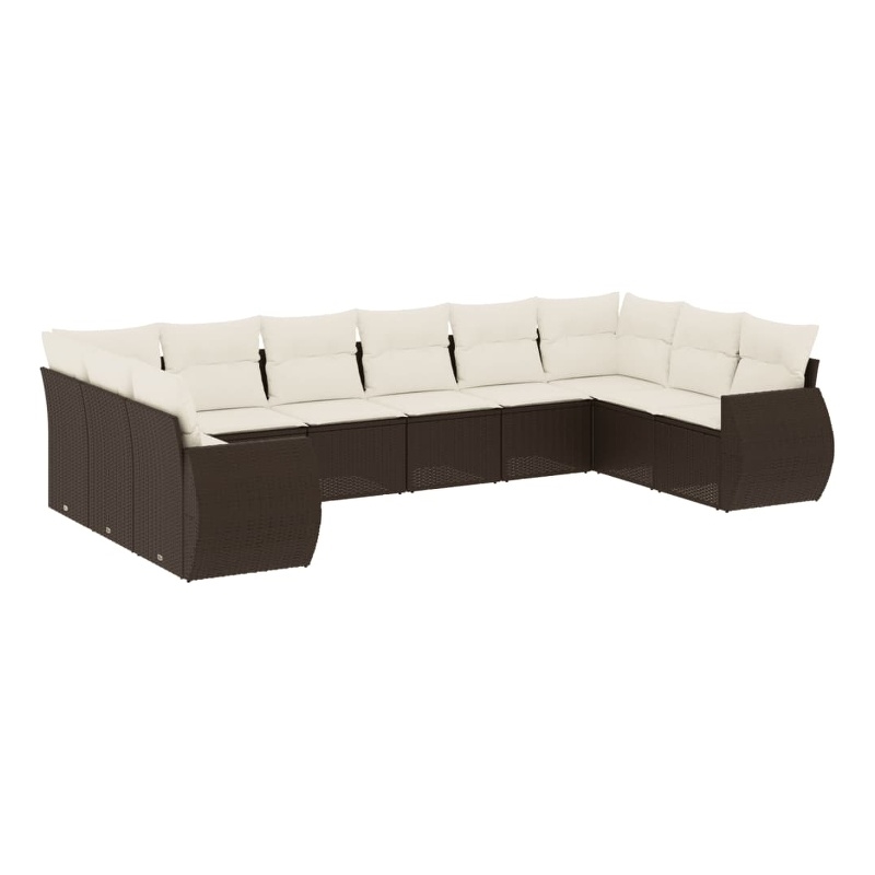vidaXL 10 Piece Steel Sofa Set in White/Brown/Cream