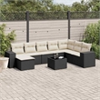 vidaXL 9 Piece Poly Rattan Small Sofa Set in Black/White/Cream