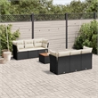 vidaXL 7 Piece Solid Acacia Wood Small Sofa Set in Black/White/Cream