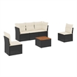 vidaXL 6 Piece Solid Acacia Wood Sofa Set in Black