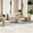 vidaXL 6 Piece Solid Acacia Wood Sofa Set in White/Cream/Beige