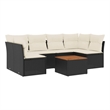 vidaXL 7 Piece Solid Acacia Wood Sofa Set in Black