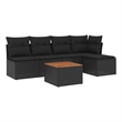 vidaXL 6 Piece Solid Acacia Wood Sofa Set in Black