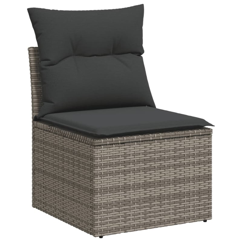vidaXL 11 Piece Solid Acacia Wood Sofa Set in Gray