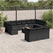 vidaXL 14 Piece Solid Acacia Wood Sofa Set in Black