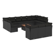 vidaXL 14 Piece Solid Acacia Wood Sofa Set in Black