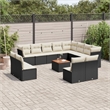 vidaXL 13 Piece Solid Acacia Wood Sofa Set in Black/White/Cream