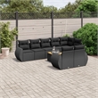 vidaXL 9 Piece Solid Acacia Wood Sofa Set in Black