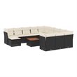 vidaXL 13 Piece Solid Acacia Wood Sofa Set in Black