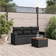 vidaXL 4 Piece Solid Acacia Wood Small Sofa Set in Black