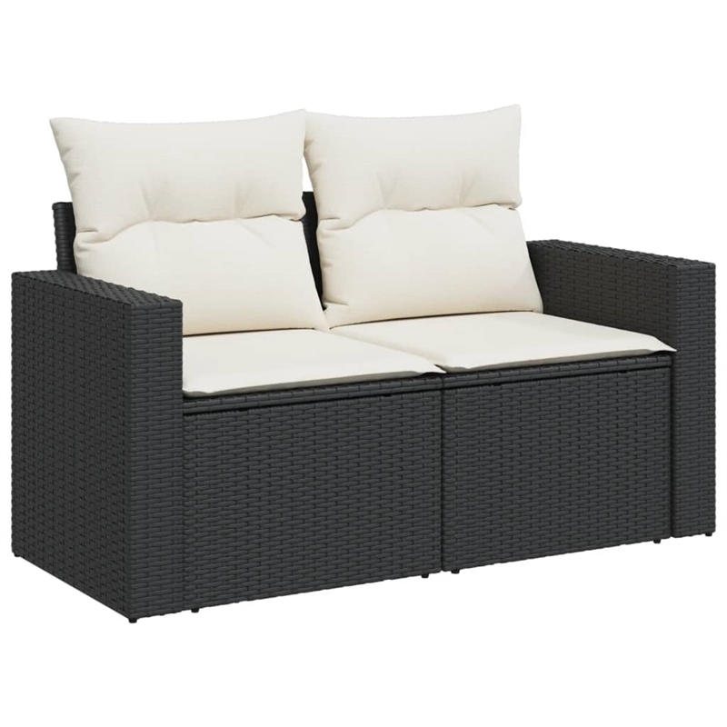 vidaXL 11 Piece Poly Rattan Sofa Set in Black/White/Cream