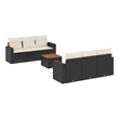 vidaXL 7 Piece Solid Acacia Wood Sofa Set in Black/Cream