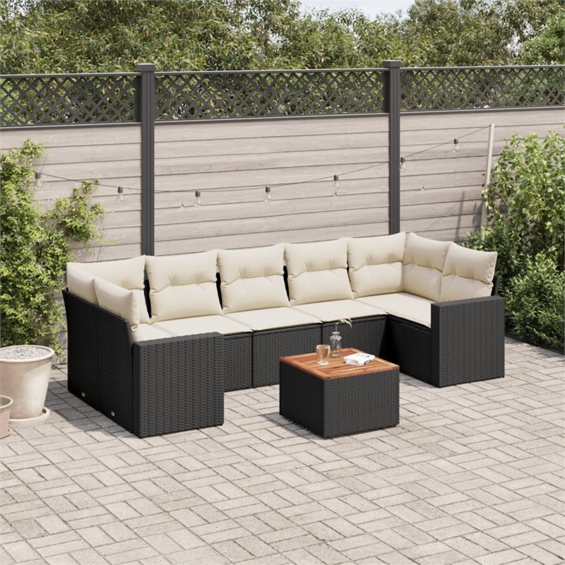 vidaXL 8 Piece Solid Acacia Wood Sofa Set in Black
