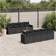 vidaXL 9 Piece Solid Acacia Wood Sofa Set in Black