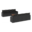 vidaXL 9 Piece Solid Acacia Wood Sofa Set in Black